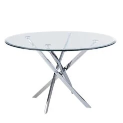 POSTO Τραπέζι Τραπεζαρίας Κουζίνας Φ120 H.73εκ Χρώμιο, Γυαλί 10mm