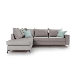 Γωνιακός καναπές δεξιά γωνία Romantic Pakoworld ύφασμα Elephant-ciel 290x235x95εκ