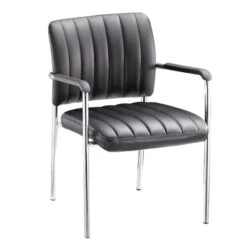 DENIM Πολυθρόνα Γραφείου Επισκέπτη Χρώμιο, 57x60x83εκ Pu Μαύρο