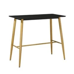 LAVIDA Τραπέζι BAR 120x60x106εκ Μέταλλο Βαφή Φυσικό, Μαύρο MDF