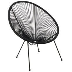 ACAPULCO Πολυθρόνα 73x76x89εκ Μέταλλο Βαφή Μαύρο, Plastic Rattan Μαύρο