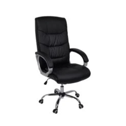 BF6400 Πολυθρόνα Διευθυντή 64x66x110/118εκ Μέταλλο Χρώμιο, PU Μαύρο