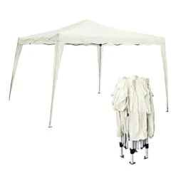 GAZEBO Πτυσσόμενο 3x3m (H. 2.55m) Μέταλλο Βαφή Άσπρο, Ύφασμα Άσπρο