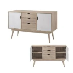 ALIDA Μπουφές Τραπεζαρίας Σαλονιού 125x45x77εκ Απόχρωση Sonoma - Άσπρο