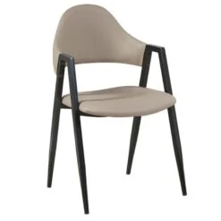 DELTA Πολυθρόνα 50x55x80εκ Μέταλλο Βαφή Μαύρο, Pu Cappuccino