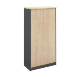 ΝΤΟΥΛΑΠΑ-Α Γραφείου Δίφυλλη, 4 Ράφια, 80x40x172εκ Απόχρωση Dark Grey - Beech