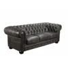 CHESTERFIELD Birmingham Καναπές 3Θέσιος Σαλονιού Καθιστικού, 201x92x74εκ Δέρμα Antique Grey