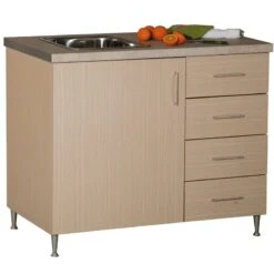 Ντουλάπι Ξύλινο Με Νεροχύτη 1φυλλο Με 4 Συρτάρια 102x60x85εκ