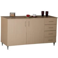 Ντουλάπι Ξύλινο 2φυλλο Με 4 Συρτάρια 150x60x85εκ