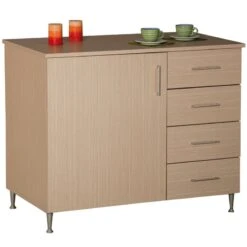 Ντουλάπι Ξύλινο 1φυλλο Με 4 Συρτάρια 100x60x85εκ