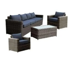 ARIZONA Set Σαλόνι Κήπου Τραπεζάκι+Καναπ.4θέσ+2 Πολυθ ALU: 4Θέσιος +2 Πολυθρόνες +Τραπέζι Wicker Grey Brown- Μαξ.Ανθρακί