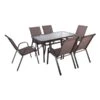 RIO Set Τραπεζαρία Κήπου Table:150x90x71 Armch:55x74x91 Μέταλλο Καφέ, Textilene Καφέ: Τραπέζι + 6 Πολυθρόνες