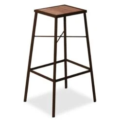 Σκαμπώ Μεταλλικό Γαλβανιζέ Με Ξύλο 31x31x76εκ