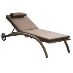 Rattan Ξαπλώστρα Αλουμινίου Χωρίς Μπράτσα Με Μαξιλάρι 70x210x98εκ