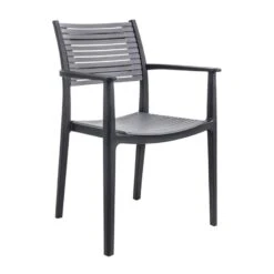 AKRON Πολυθρόνα 60x55x85εκ PP-UV Μαύρο - Γκρι