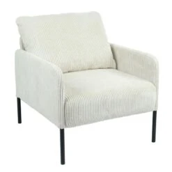 ALBERTO Πολυθρόνα Σαλονιού - Καθιστικού, Ύφασμα Κοτλέ Εκρού, 70x80x83εκ Μέταλλο Μαύρο