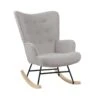 ALMA Rocking Πολυθρόνα Μπερζέρα Καθιστικού, Teddy Ύφ.Αν.Γκρι, Βάση 67x86x92εκ Μαύρο-Φυσικό