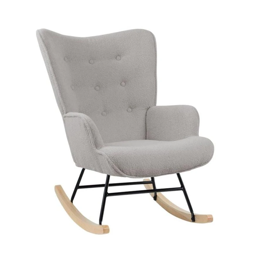 ALMA Rocking Πολυθρόνα Μπερζέρα Καθιστικού, Teddy Ύφ.Αν.Γκρι, Βάση 67x86x92εκ Μαύρο-Φυσικό 1 ALMA Rocking Πολυθρόνα Μπερζέρα Καθιστικού, Teddy Ύφ.Αν.Γκρι, Βάση 67x86x92εκ Μαύρο-Φυσικό