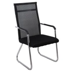 ALTA Πολυθρόνα Γραφείου Επισκέπτη 54x64x100εκ Χρώμιο, Mesh Μαύρο
