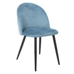 BELLA Καρέκλα Τραπεζαρίας, Μέταλλο Βαφή Μαύρο, Ύφασμα Velure 50x56x80εκ Απόχρωση Petrol