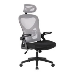 BF3050 Πολυθρόνα Γραφείου- Διευθυντή, Mesh 63x63x118/128εκ Μαύρο-Γκρι, Μπράτσα Up-down