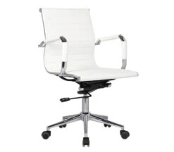 BF3301 Πολυθρόνα Γραφείου 55x60x91/101εκ Μέταλλο Βάση Χρώμιο, PU Άσπρο