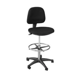 BF501 Σκαμπό Reception - Ταμείου με Πλάτη, 60x60x100/122εκ Ύφασμα Μαύρο