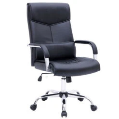 BF5100 Πολυθρόνα Διευθυντή Βάση 60x70x104/114εκ Μέταλλο Χρώμιο - PU Μαύρο