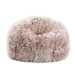BIGO LUXURY Πουφ Τεχνητή Γούνα 110x110x86εκ Απόχρωση Sand, Αποσπώμενο Κάλυμμα - Εσωτερικού χώρου