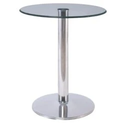 BITT Βοηθητικό Τραπεζάκι Σαλονιού - Καθιστικού Φ60εκ H.72εκ Χρώμιο - Γυαλί Clear