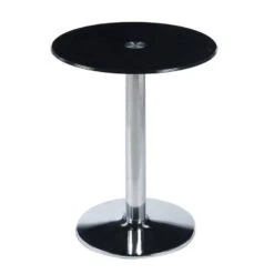 BITT Βοηθητικό Τραπεζάκι Σαλονιού - Καθιστικού, Φ60εκ H.72εκ Χρώμιο - Γυαλί Tempered Μαύρο