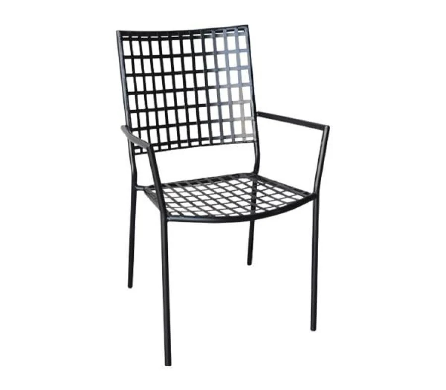 CASTELLO Πολυθρόνα 57x62x89εκ Μέταλλο Mesh Βαφή Μαύρο, Στοιβαζόμενη 1 CASTELLO Πολυθρόνα 57x62x89εκ Μέταλλο Mesh Βαφή Μαύρο, Στοιβαζόμενη