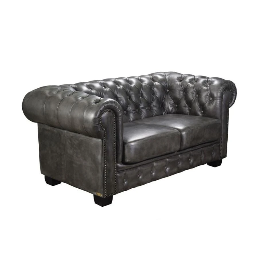 CHESTERFIELD Birmingham Kαναπές 2Θέσιος Σαλονιού Καθιστικού, 155x91x74εκ Δέρμα Antique Grey 1 CHESTERFIELD Birmingham Kαναπές 2Θέσιος Σαλονιού Καθιστικού, 155x91x74εκ Δέρμα Antique Grey