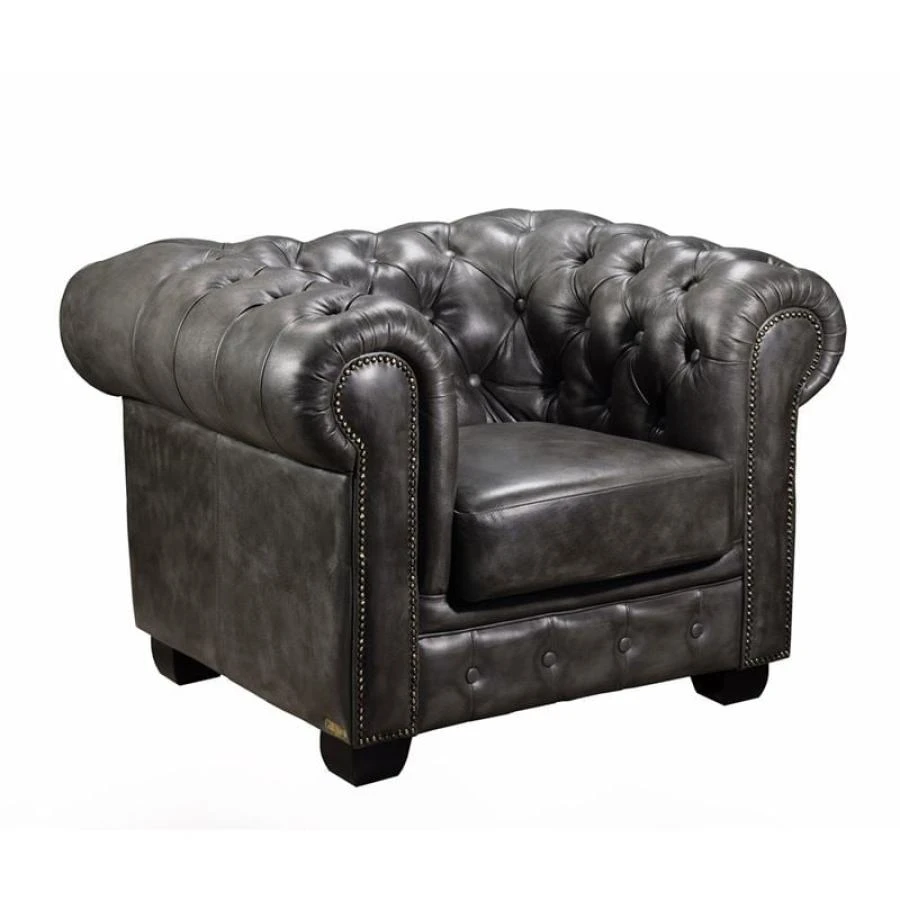 CHESTERFIELD Birmingham Πολυθρόνα Σαλονιού Καθιστικού, 103x92x72εκ Δέρμα Antique Grey 1 CHESTERFIELD Birmingham Πολυθρόνα Σαλονιού Καθιστικού, 103x92x72εκ Δέρμα Antique Grey