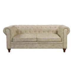 CHESTERFIELD York Kαναπές 3Θέσιος Σαλονιού - Καθιστικού, Ύφασμα 190x82x77εκ Απόχρωση Μπεζ