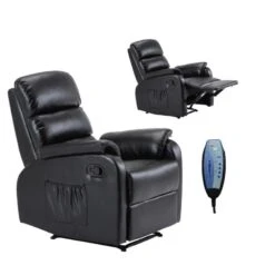 COMFORT Massage Πολυθρόνα Relax, Σαλονιού - Καθιστικού, 74x90x98εκ PU Μαύρο