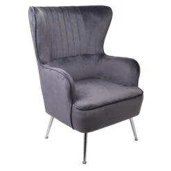 CROMA Πολυθρόνα - Μπερζέρα Σαλονιού - Καθιστικού, 76x80x104εκ Ύφασμα Γκρι Velure