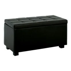 DENISE Σκαμπό με Αποθηκευτικό Χώρο - Ταμπουρέ, 88x43x45εκ PU Μαύρο