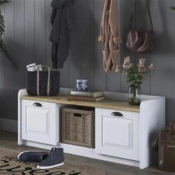 Έπιπλο εισόδου-παπουτσοθήκη Arthur I Pakoworld 8 ζευγών λευκό-καρυδί 120x40x45εκ