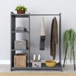 Έπιπλο εισόδου Renesme Pakoworld σε ανθρακί απόχρωση 106x45x128εκ