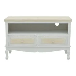 Έπιπλο τηλεόρασης Joliene Inart Mdf σε λευκή αντικέ-φυσική απόχρωση 100x42x61εκ