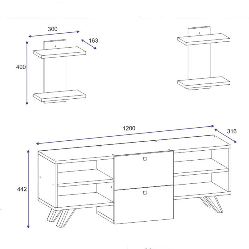 Almira Επιπλοσύνθεση Τηλεόρασης Ξύλινη 120x31.5x44εκ 3 Almira Επιπλοσύνθεση Τηλεόρασης Ξύλινη 120x31.5x44εκ - Image 3