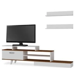 Milon Επιπλοσύνθεση Τηλεόρασης Ξύλινη 180x30x52εκ