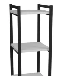 Επιδαπέδια ραφιέρα Harvey Pakoworld μαύρο μέταλλο και μελαμίνη σε λευκή απόχρωση 33x28x100εκ -Vougioukas epithapethia raphiera harvey pakoworld mairo metallo kai melamini se leiki apochrosi 33 28 100ek 3