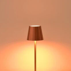 Επιτραπέζιο φωτιστικό αφής LED Brave Ι Pakoworld επαναφορτιζόμενο σε μπρονζέ απόχρωση Φ11.5x37εκ