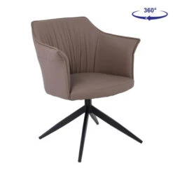 EVELYN Πολυθρόνα Περιστρεφόμενη, 64x63x80εκ Μέταλλο Βαφή Μαύρο, Pu Cappuccino