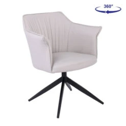 EVELYN Πολυθρόνα Περιστρεφόμενη, 64x63x80εκ Μέταλλο Βαφή Μαύρο, Pu Γκρι-Μπεζ