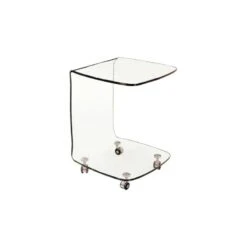 GLASSER Trolley Τραπεζάκι Βοηθητικό, 45x45x60εκ Διάφανο Γυαλί 10mm
