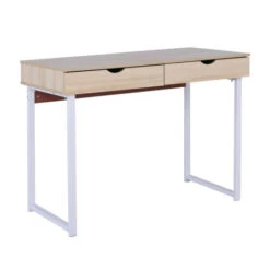 ΓΡΑΦΕΙΟ με 2 Συρτάρια 100x48x75εκ Μέταλλο Βαφή Άσπρο - Maple