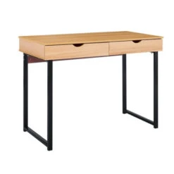 ΓΡΑΦΕΙΟ με 2 Συρτάρια 100x48x75εκ Μέταλλο Βαφή Μαύρο - Φυσικό